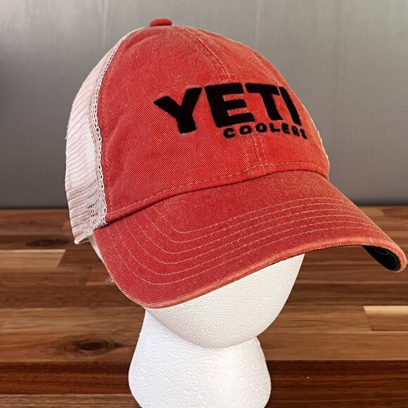 Yeti Coolers Snapback Trucker Hat One Size Fits Most Dad Hat Orange Red Mesh T t - Picture 1 of 10